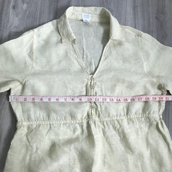 SIGRID OLSEN WOMENS SHIRT YELLOW 100% LINEN LONG SLEEVE TUNIC SMALL - Picture 8 of 9